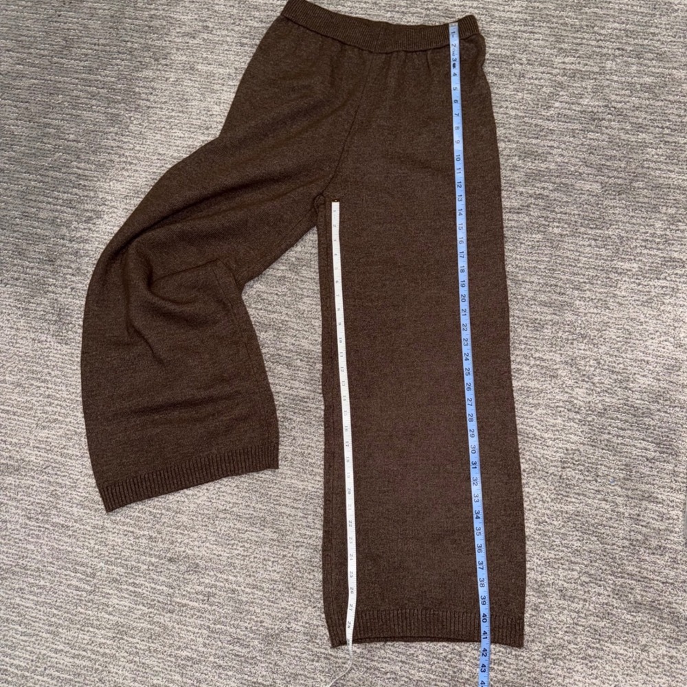 cOMMENSE Oversized Knit Two Piece Set Turtleneck Wide Leg Pants Brown Loungewear - Picture 8 of 12